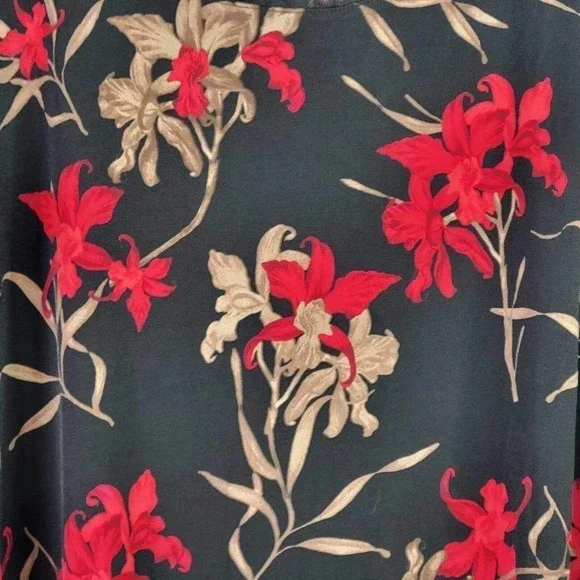 Catherines Tunic Top Womens Plus 2XWP Black Red LS Sleeve Floral Pullover New - Picture 9 of 14